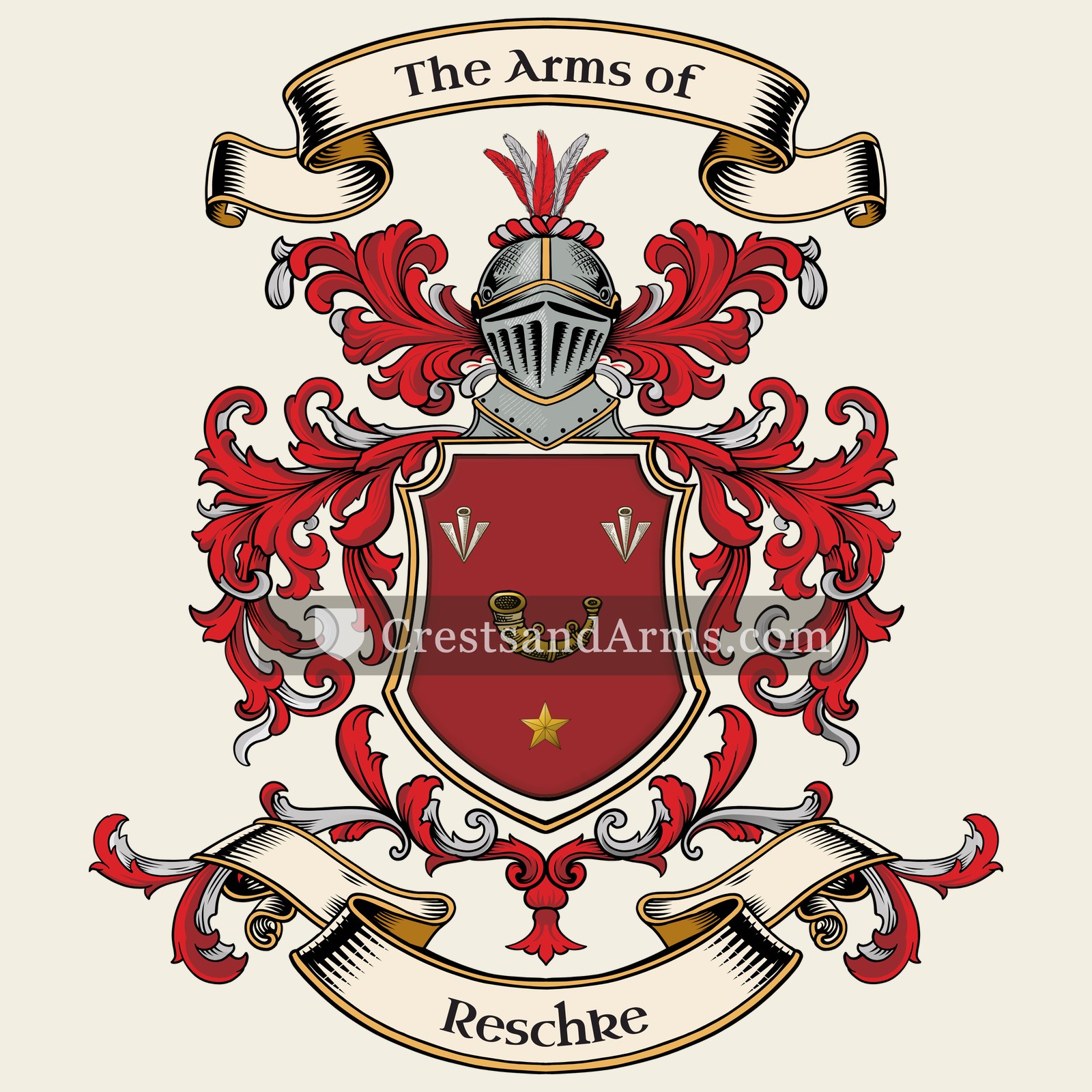 The Reschke coat of arms, drawn from the recorded blazon