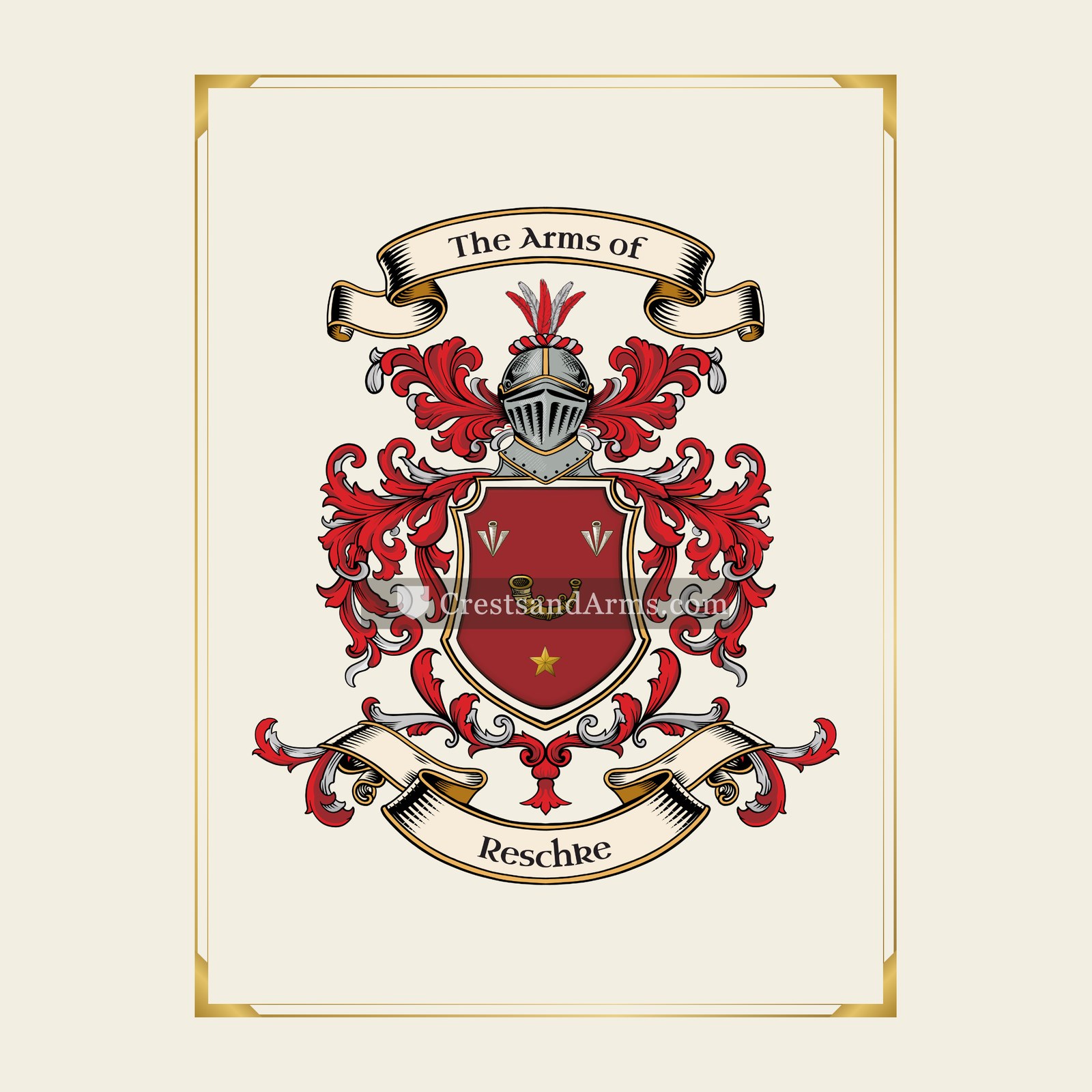 With gold border