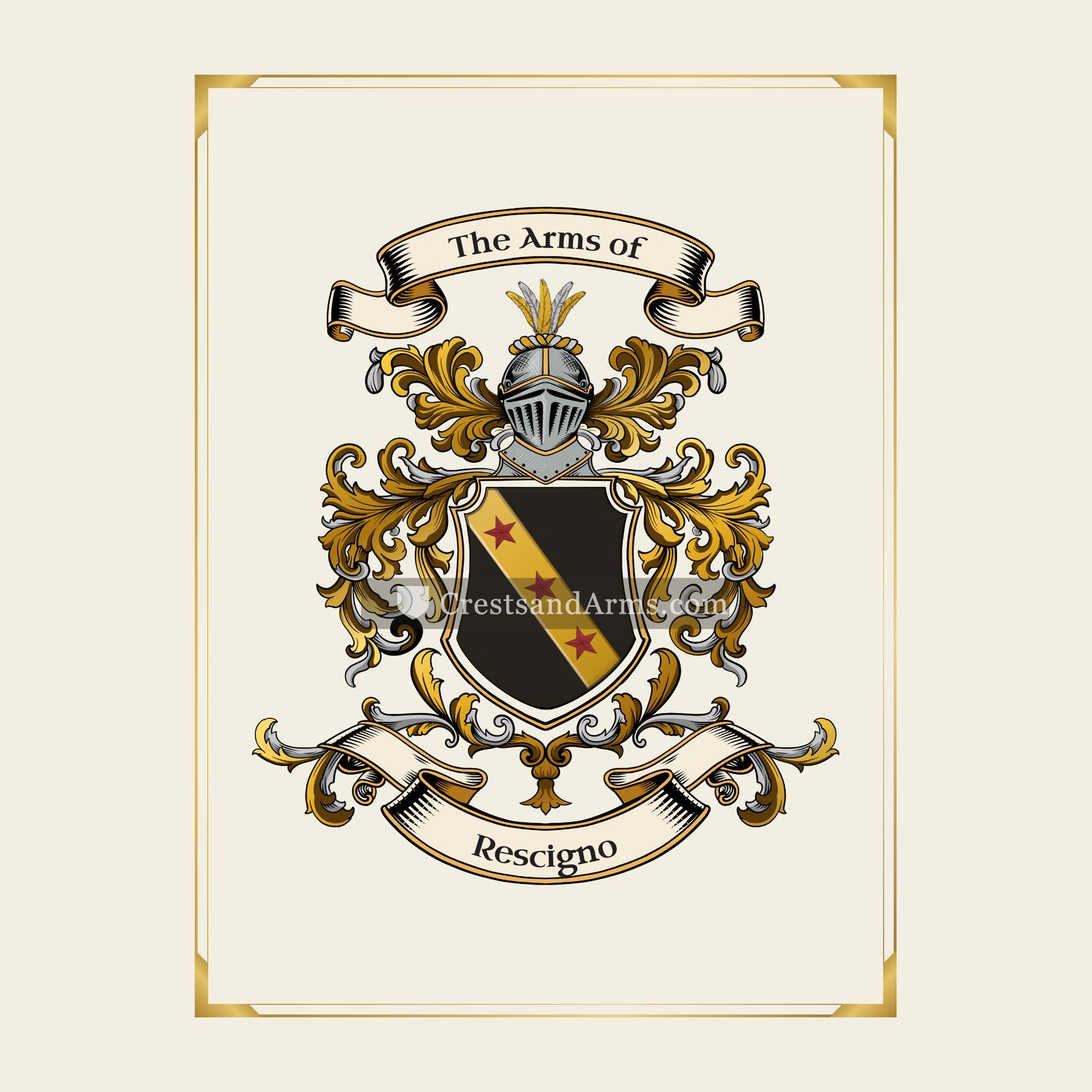 With gold border