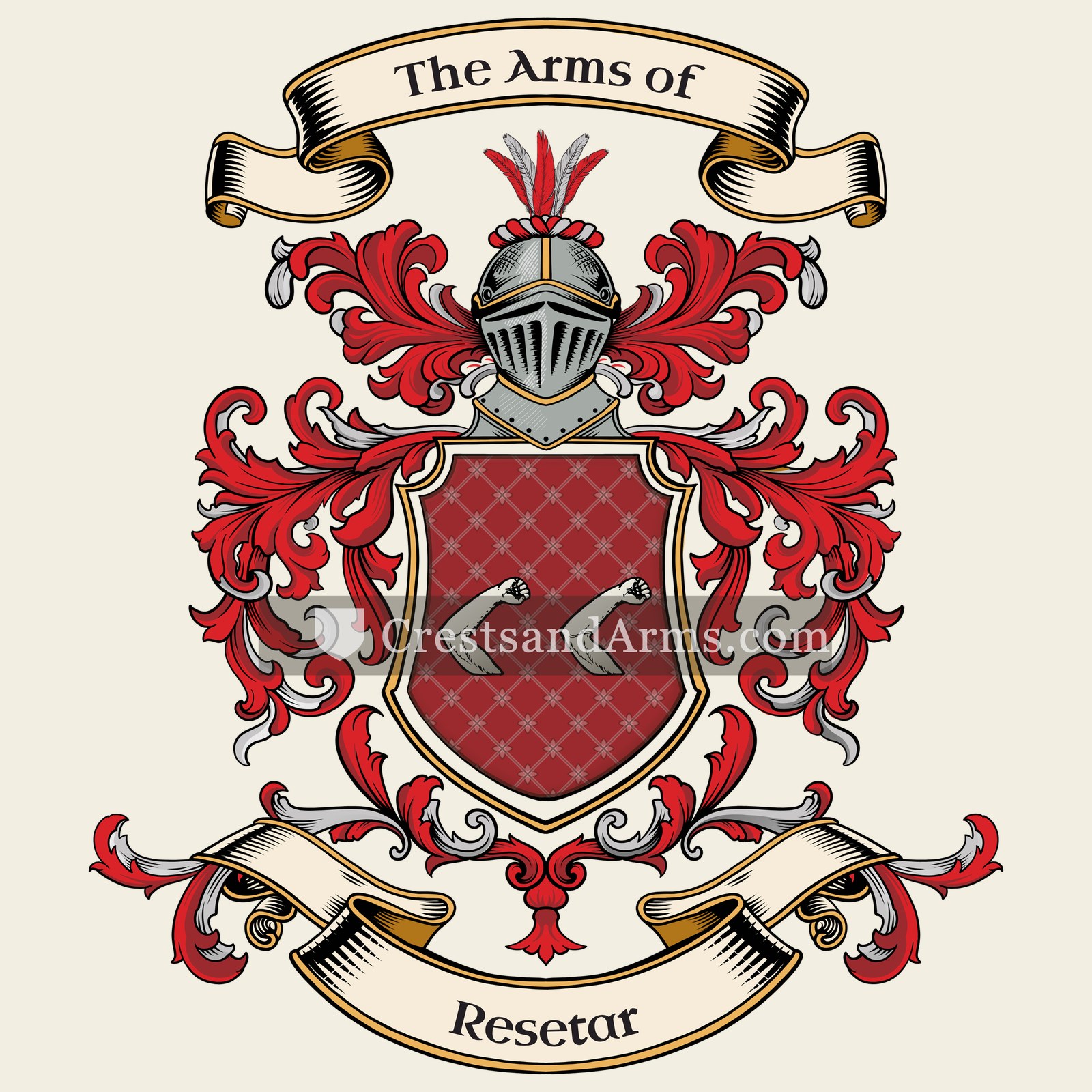 The Resetar coat of arms, drawn from the recorded blazon