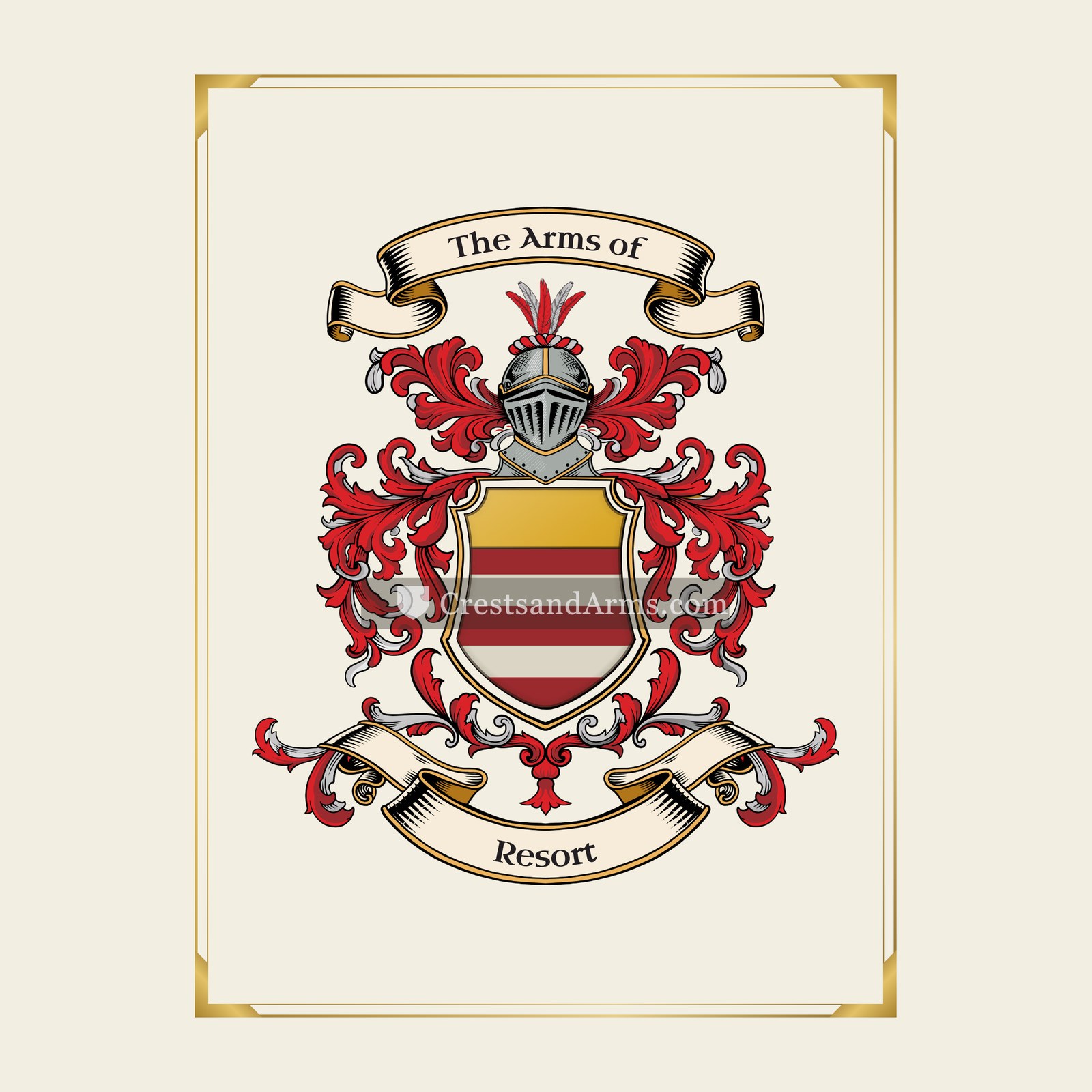 With gold border