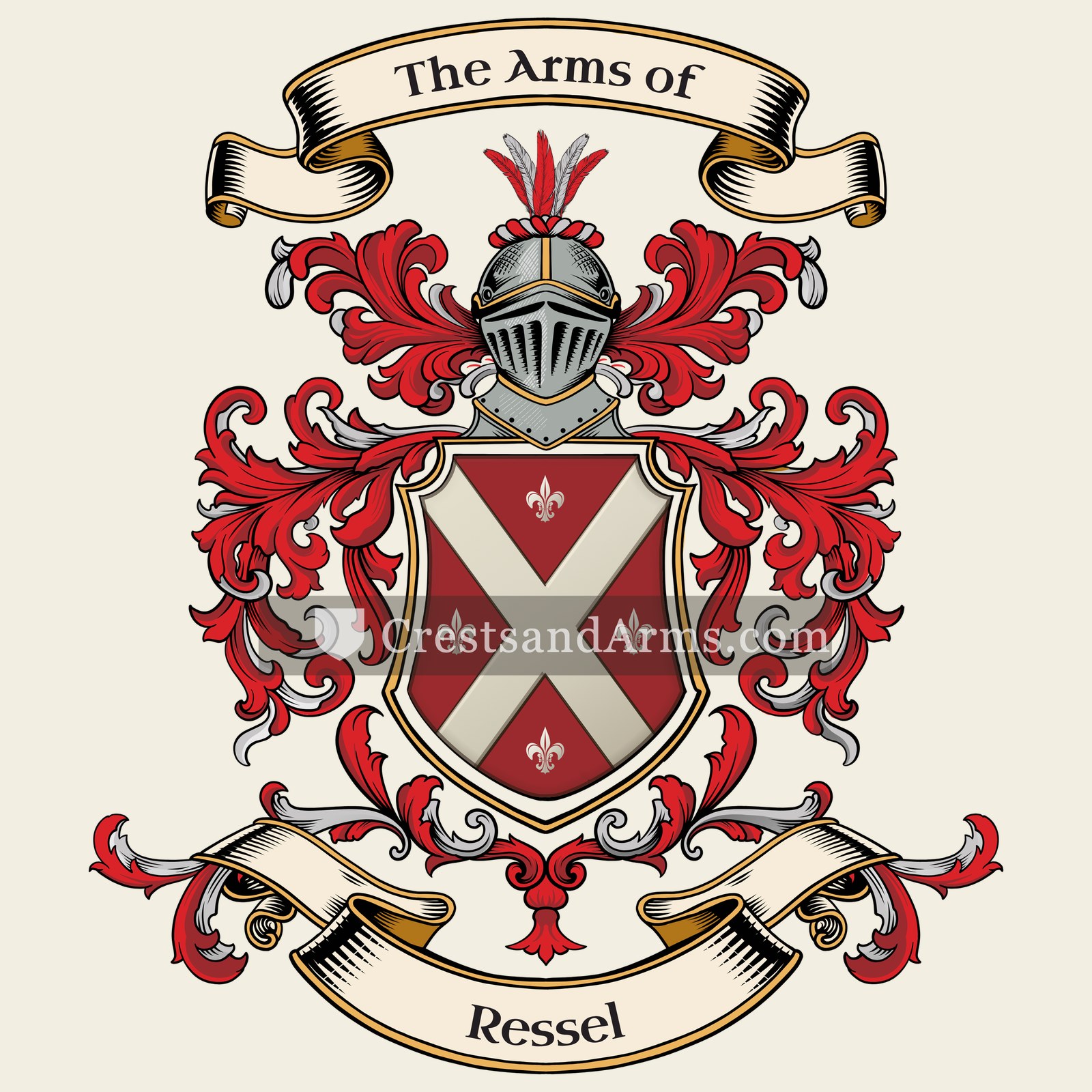 The Ressel coat of arms, drawn from the recorded blazon