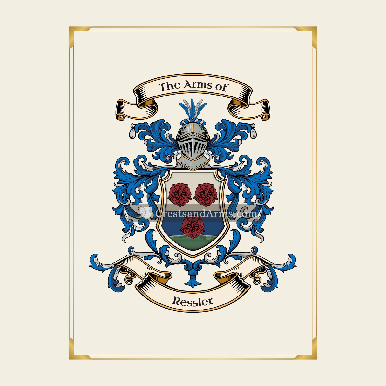 With gold border