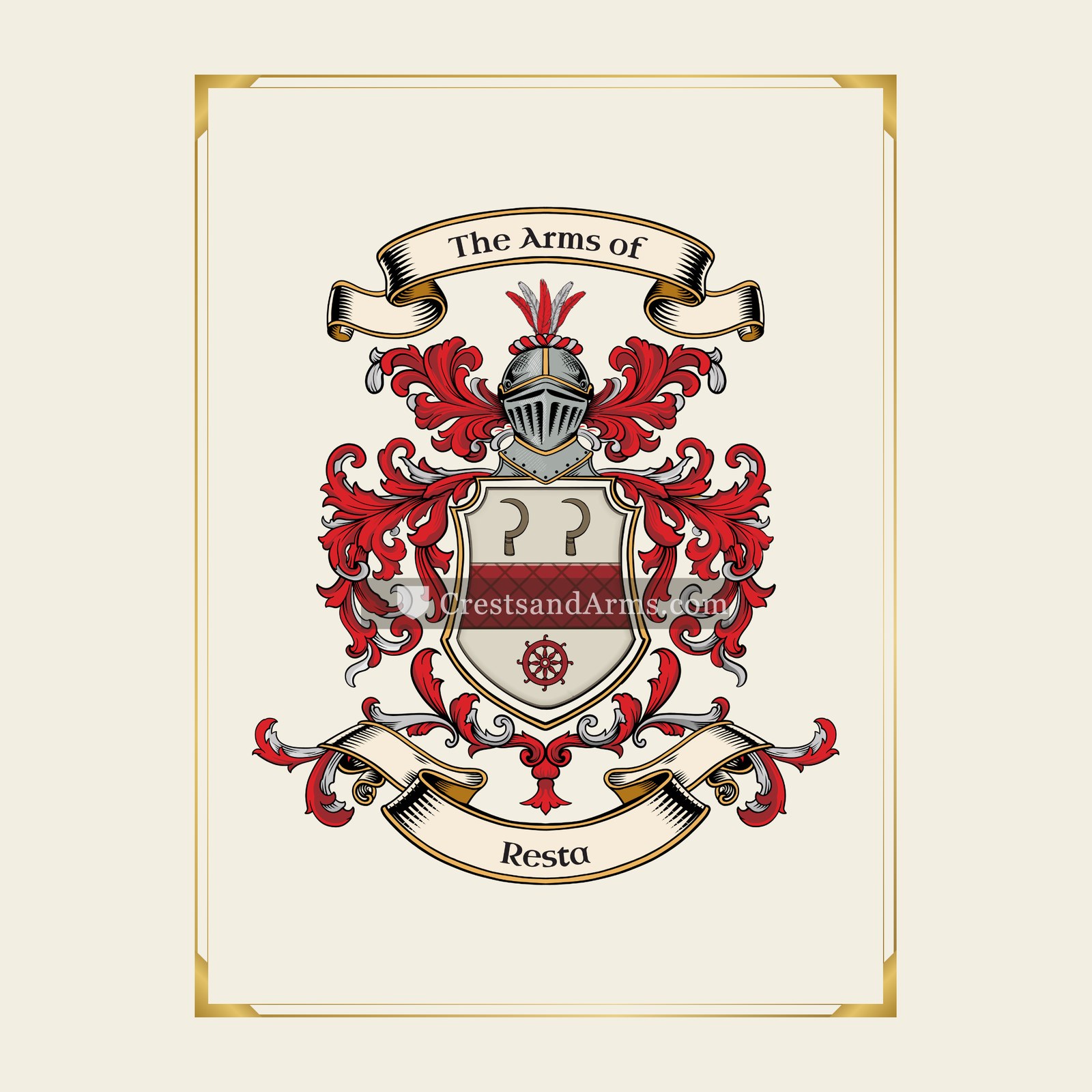 With gold border