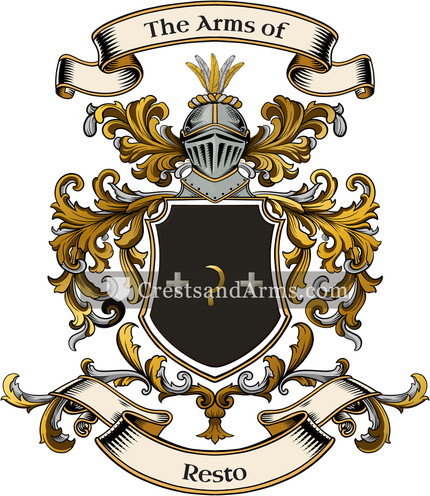 The Resto coat of arms, drawn from the recorded blazon