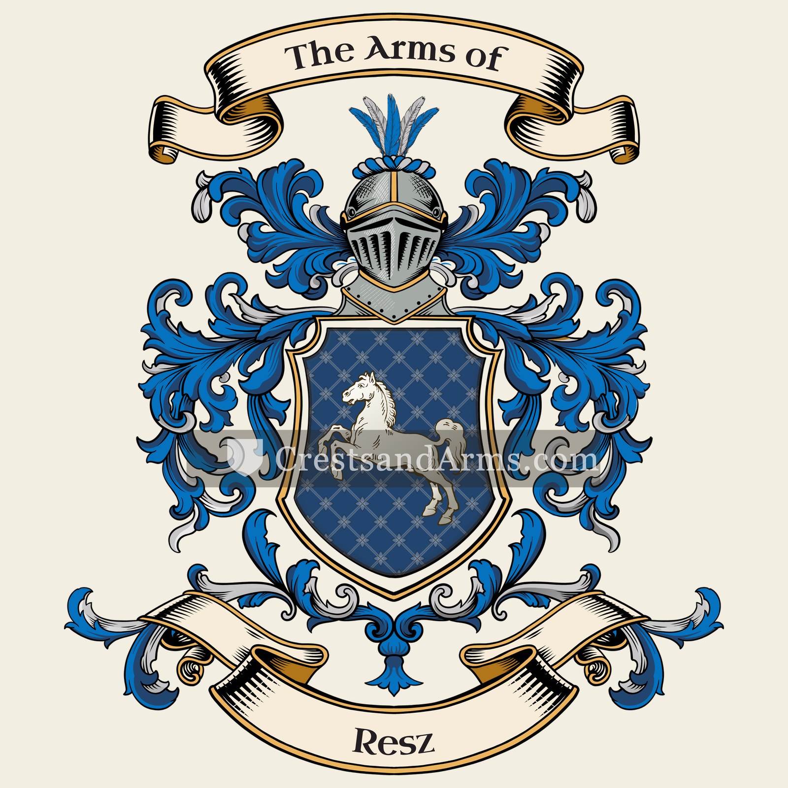 The Resz coat of arms, drawn from the recorded blazon