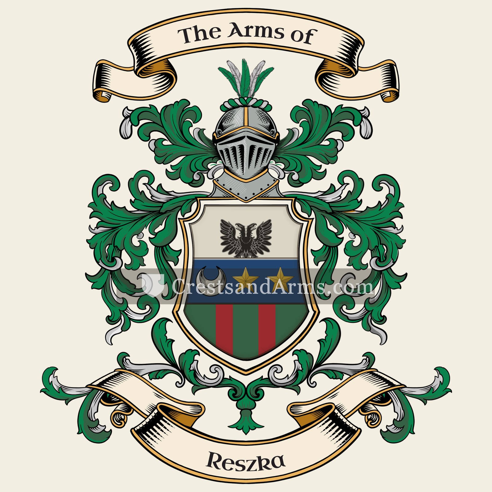 The Reszka coat of arms, drawn from the recorded blazon