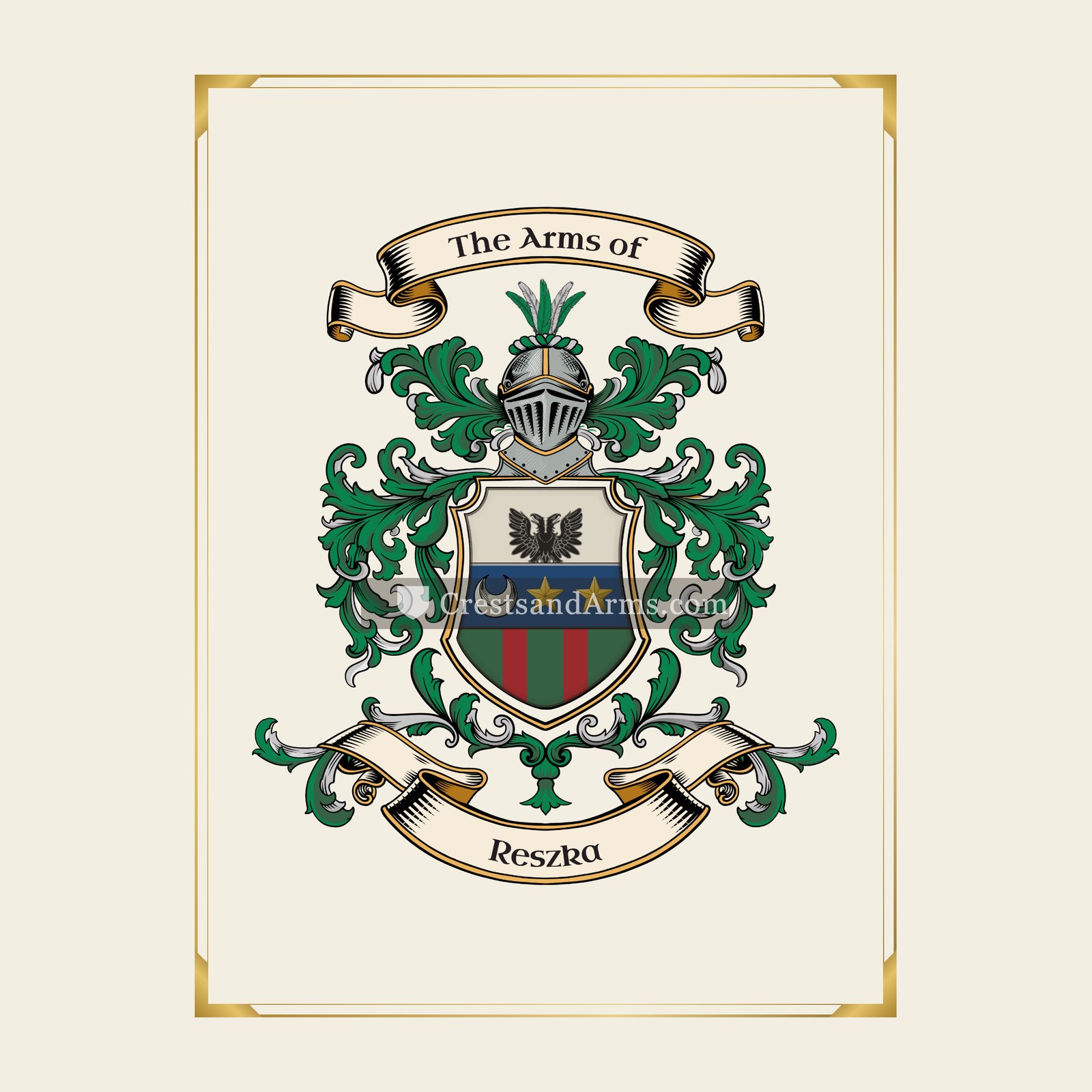 With gold border