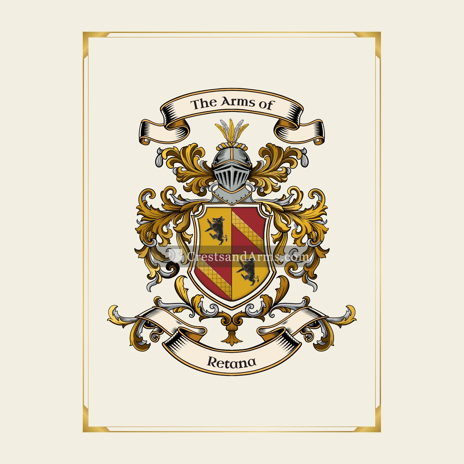 With gold border