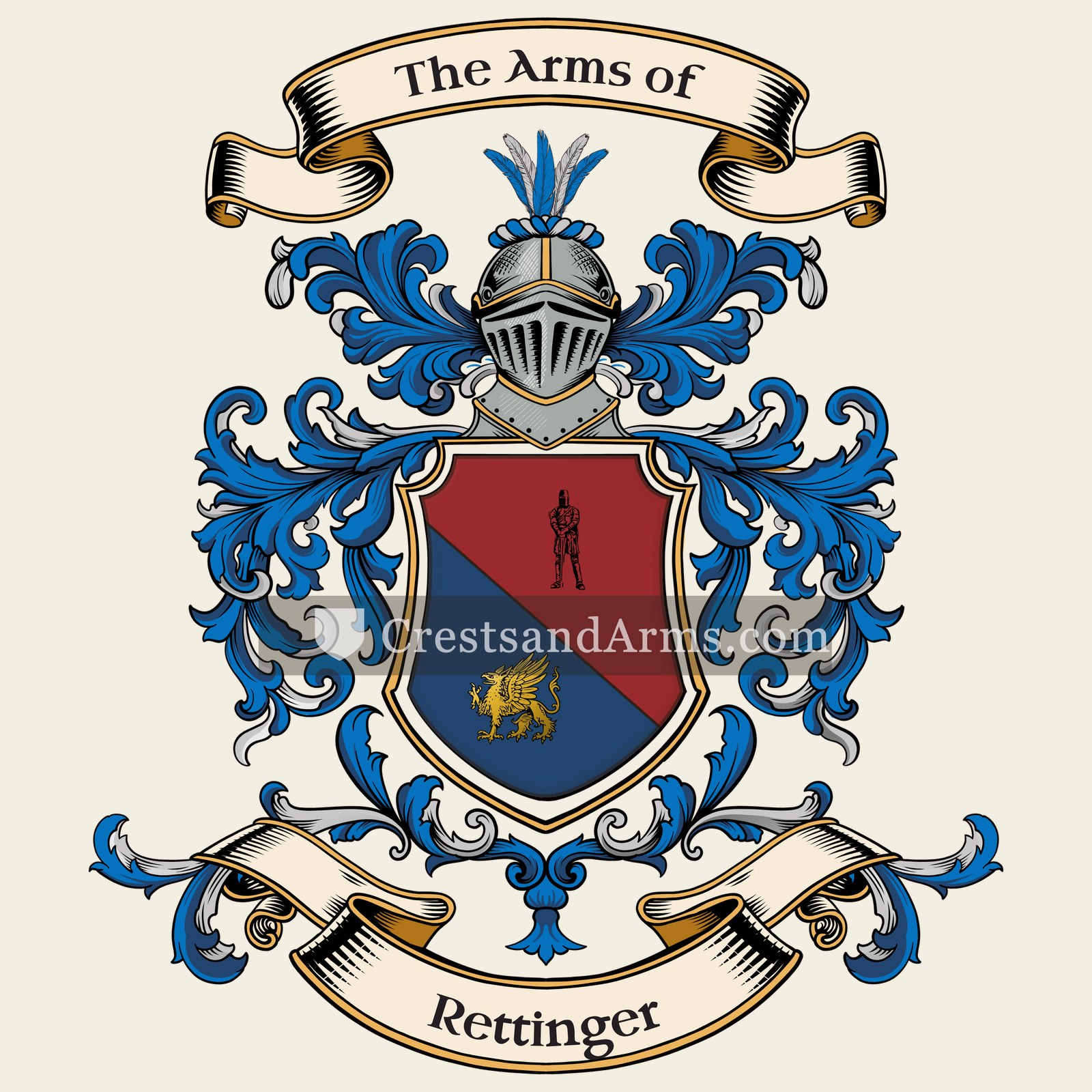 The Rettinger coat of arms, drawn from the recorded blazon