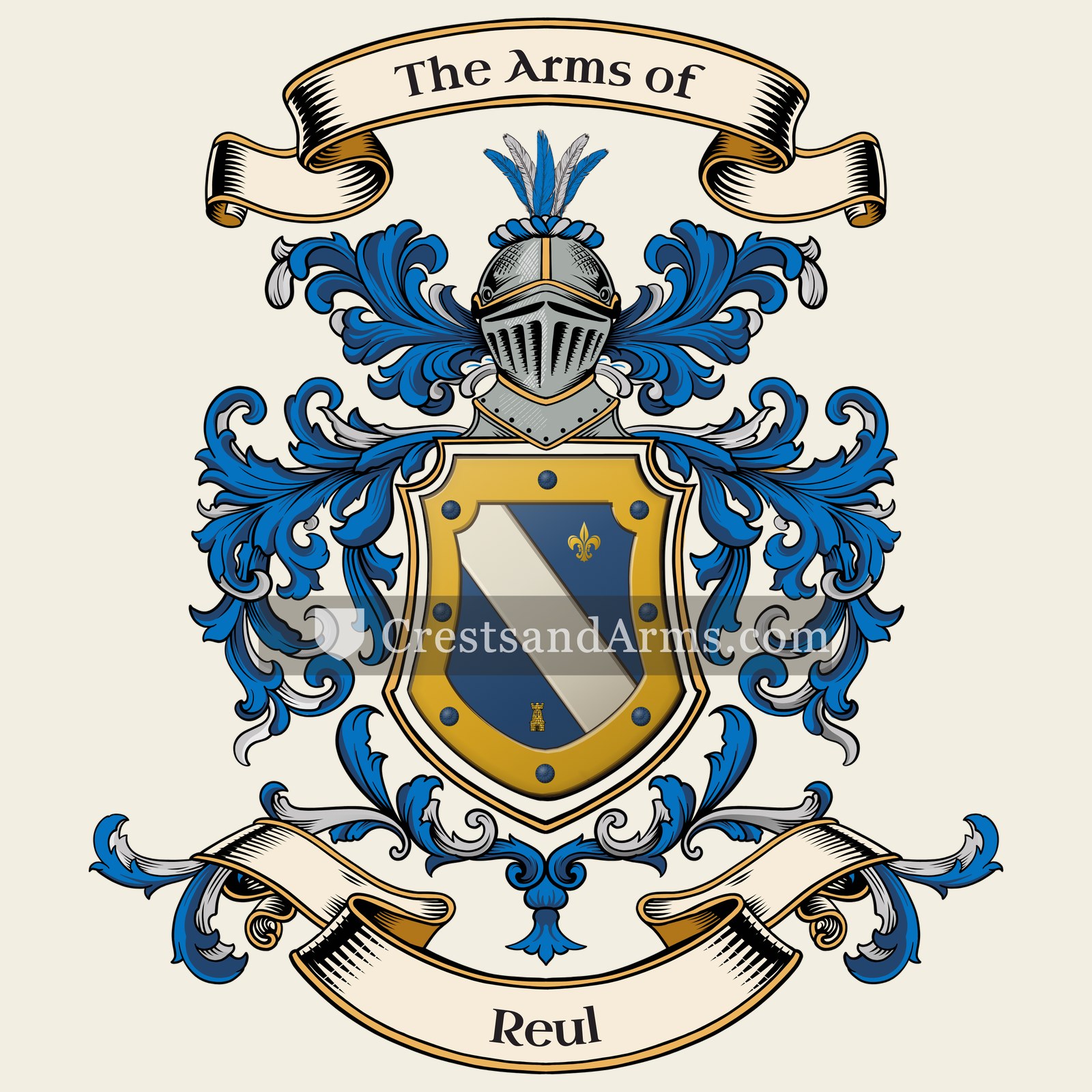 The Reul coat of arms, drawn from the recorded blazon