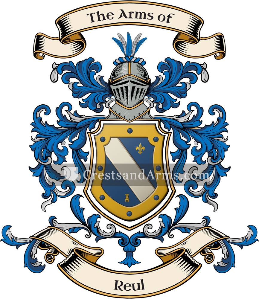 The Reul coat of arms, drawn from the recorded blazon