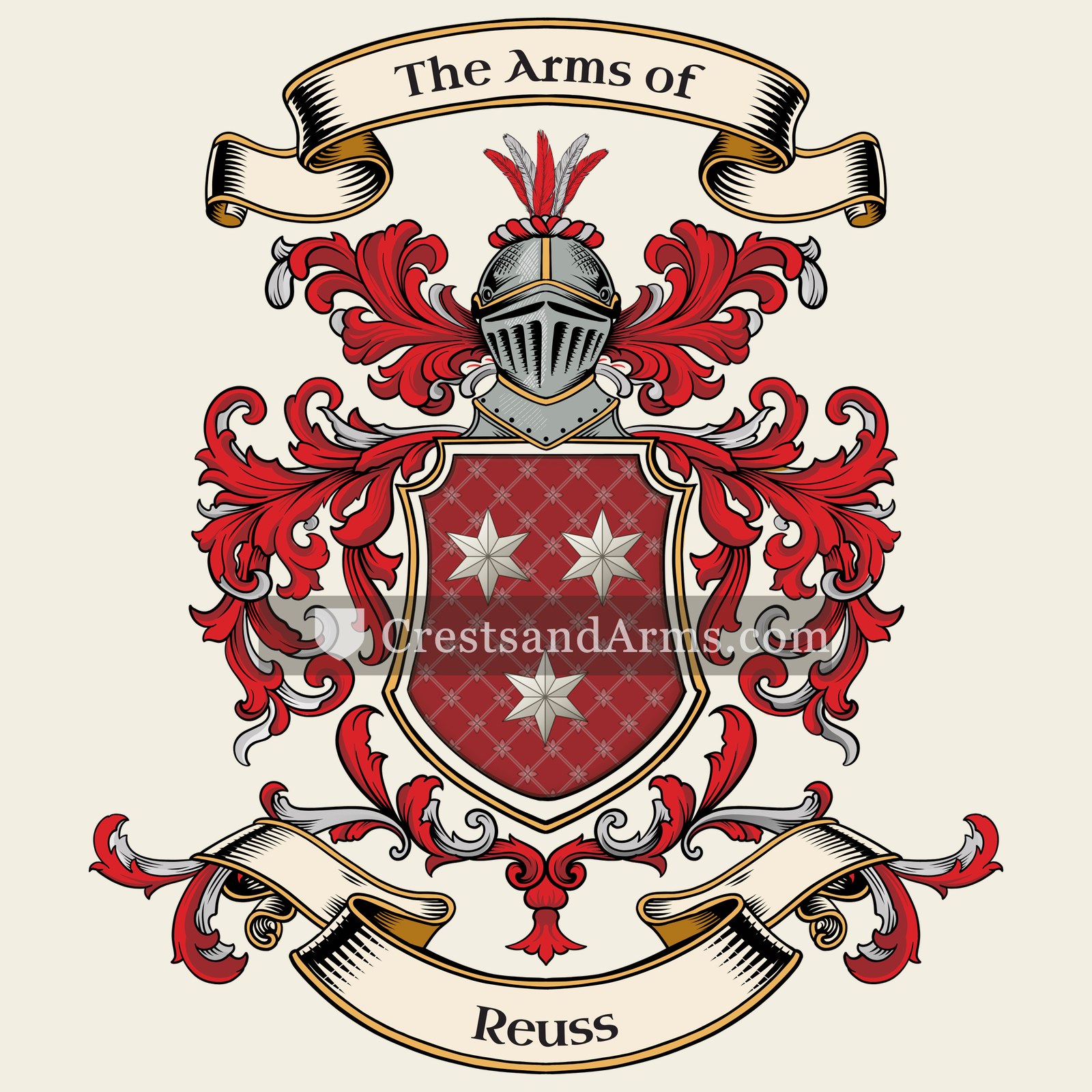 The Reuss coat of arms, drawn from the recorded blazon