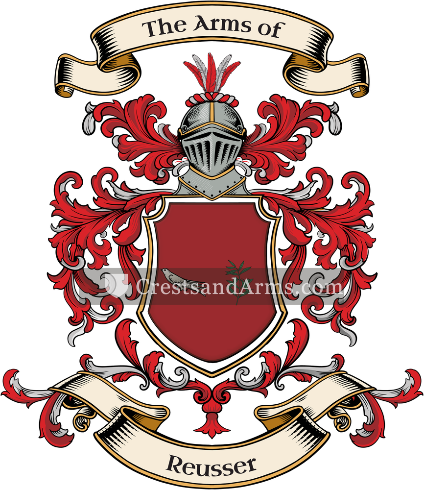 The Reusser coat of arms, drawn from the recorded blazon