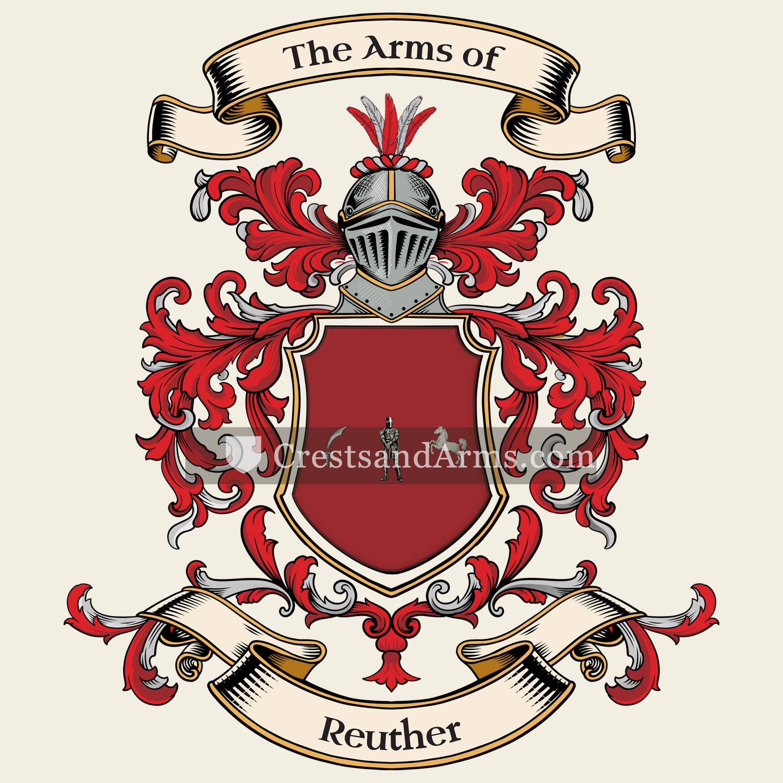 The Reuther coat of arms, drawn from the recorded blazon