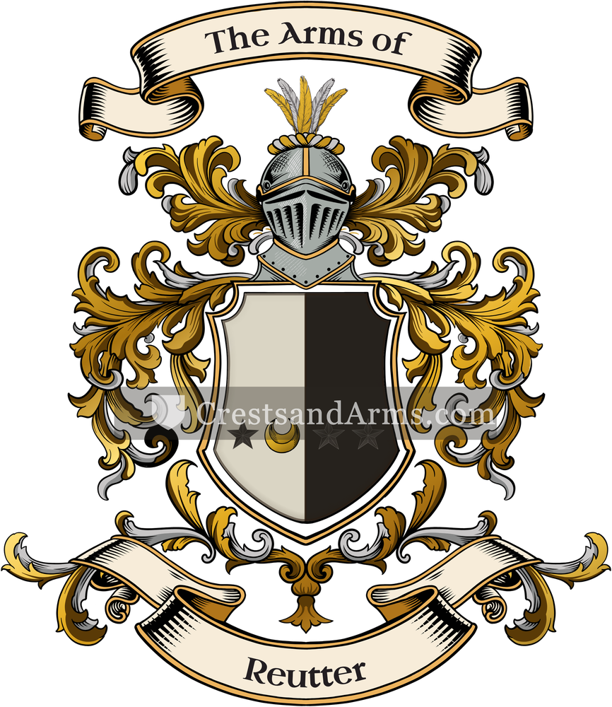The Reutter coat of arms, drawn from the recorded blazon