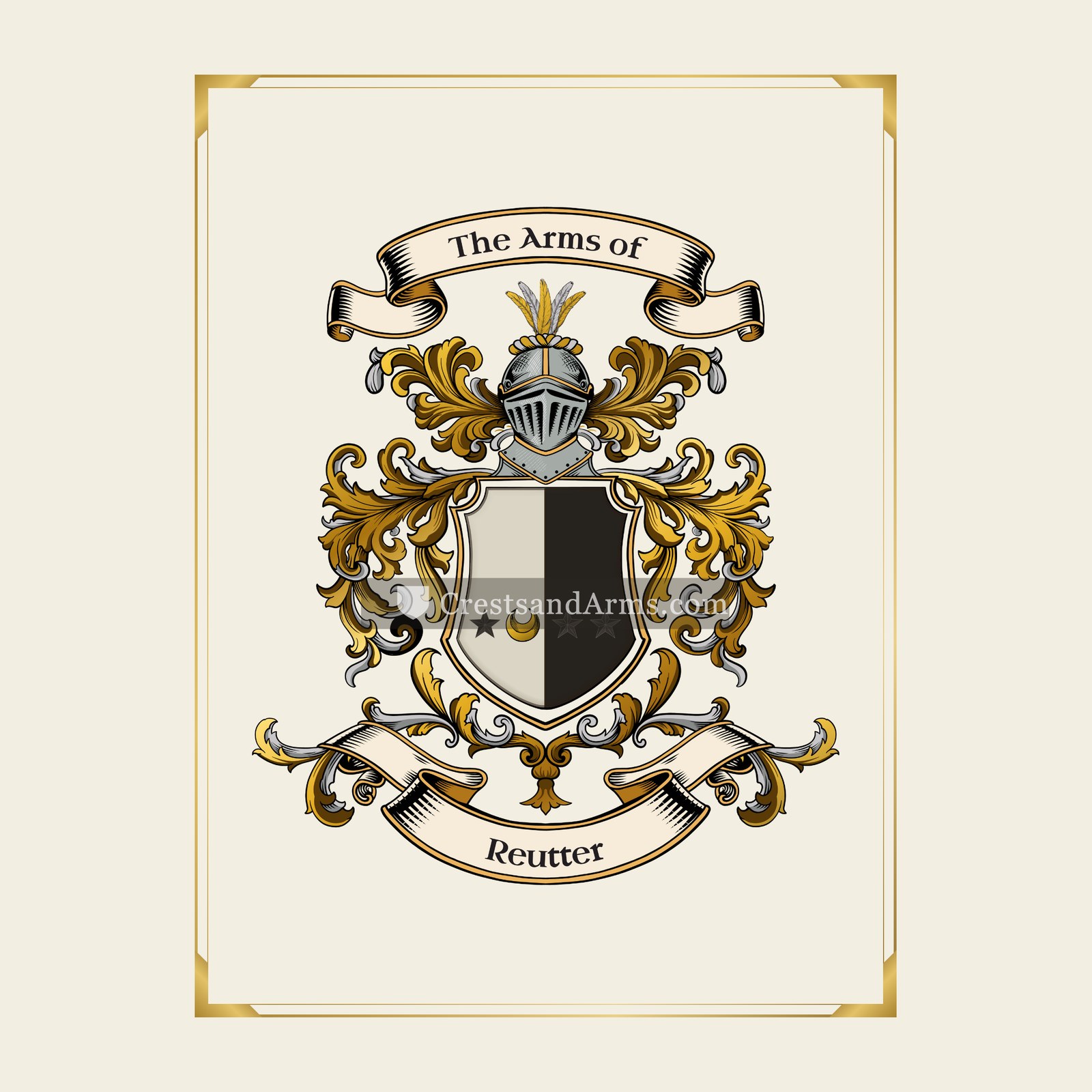 With gold border