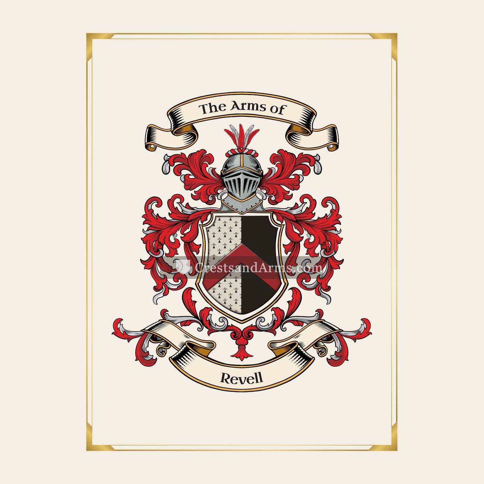 With gold border