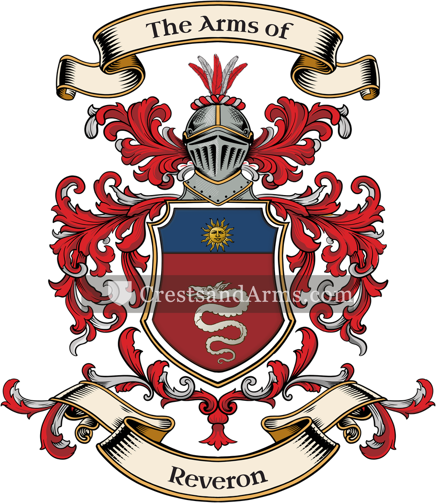 The Reveron coat of arms, drawn from the recorded blazon
