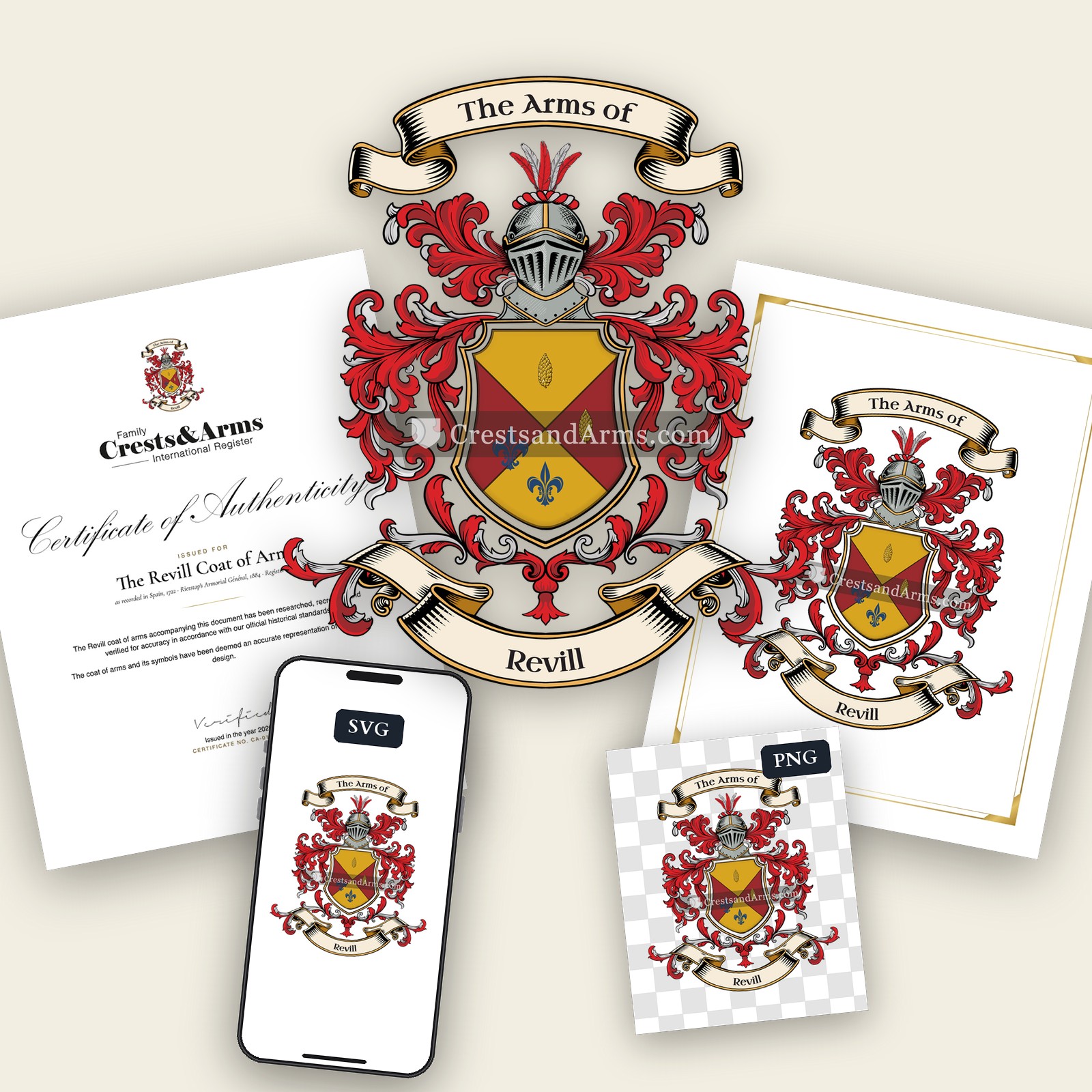 The Revill arms on the coat of arms — digital pack