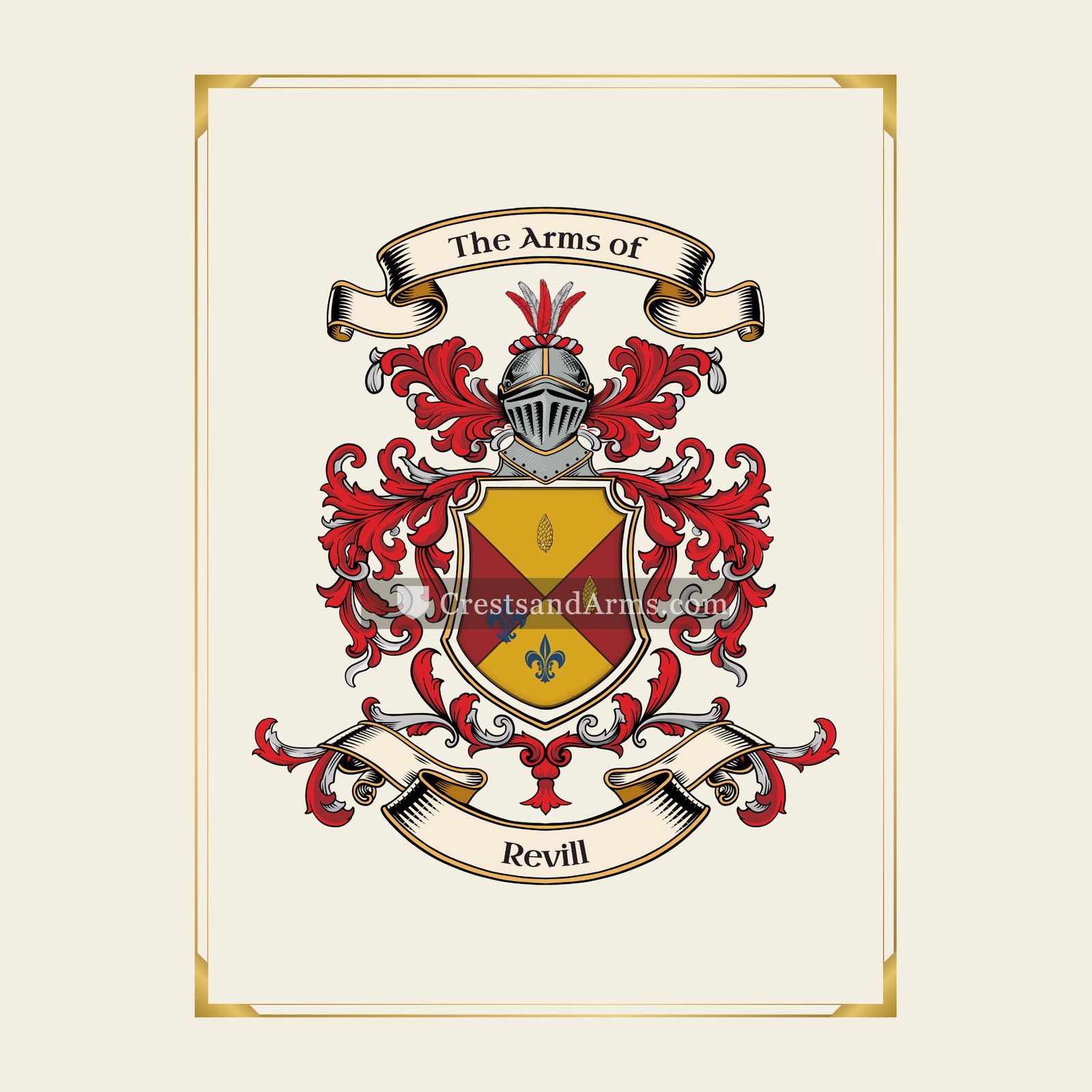 With gold border