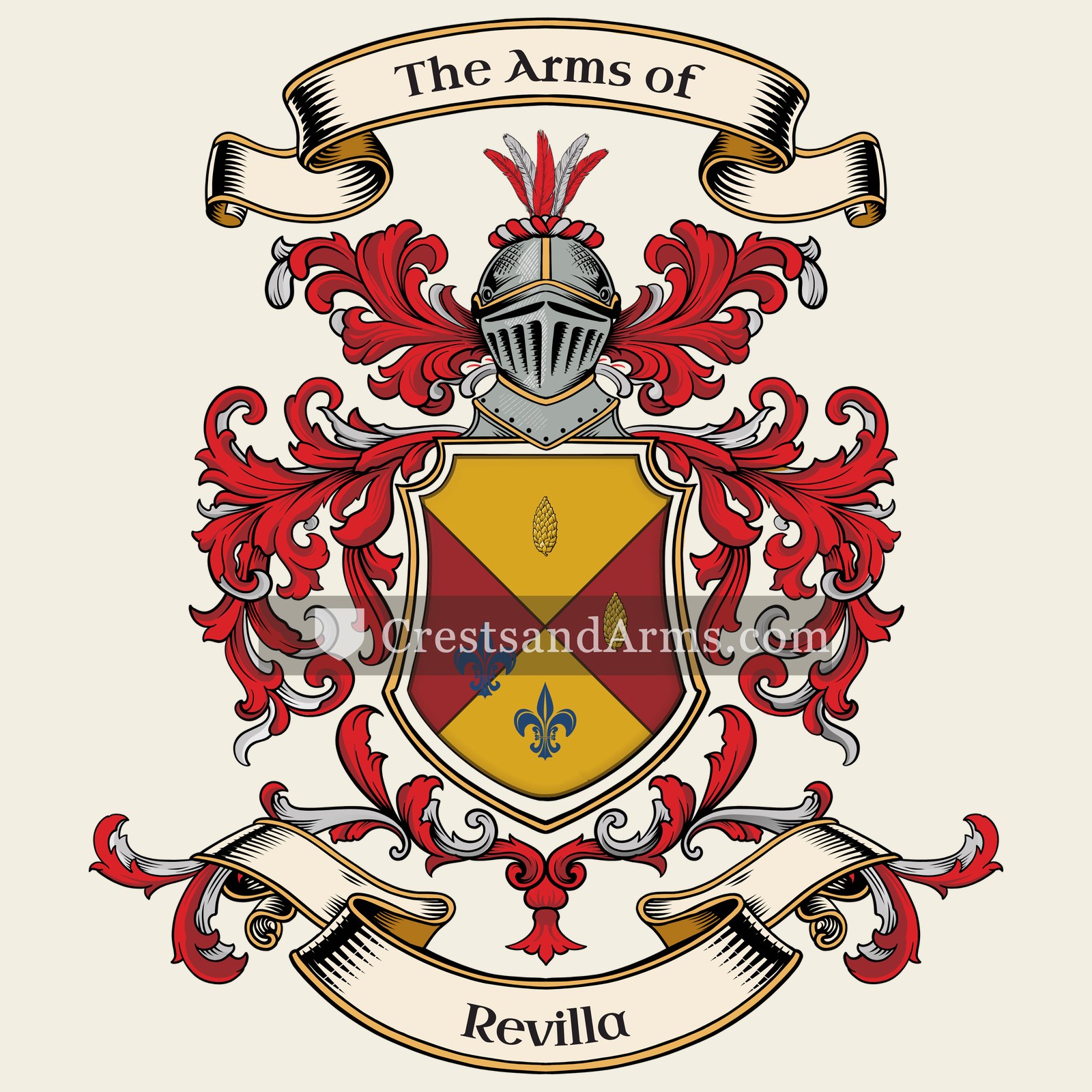 The Revilla coat of arms, drawn from the recorded blazon