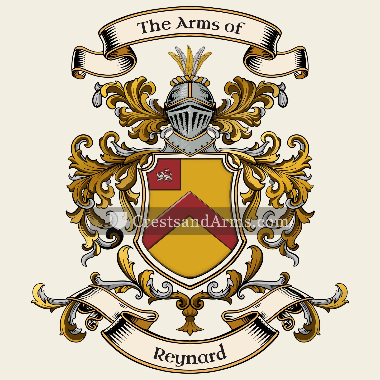 The Reynard coat of arms, drawn from the recorded blazon