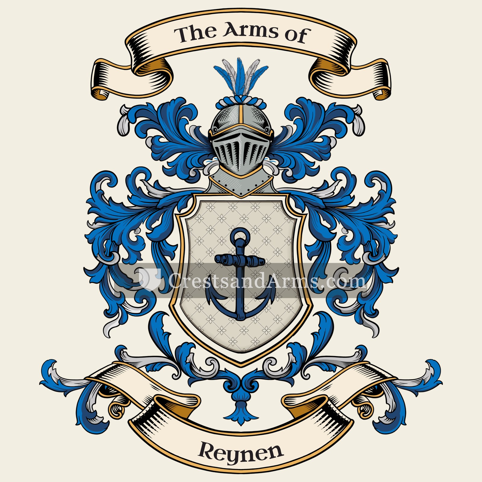 The Reynen coat of arms, drawn from the recorded blazon