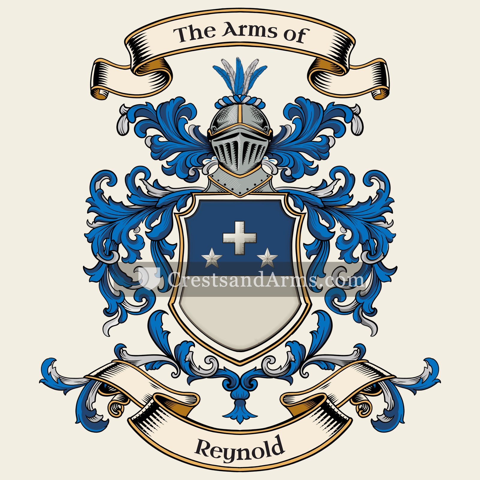 The Reynold coat of arms, drawn from the recorded blazon