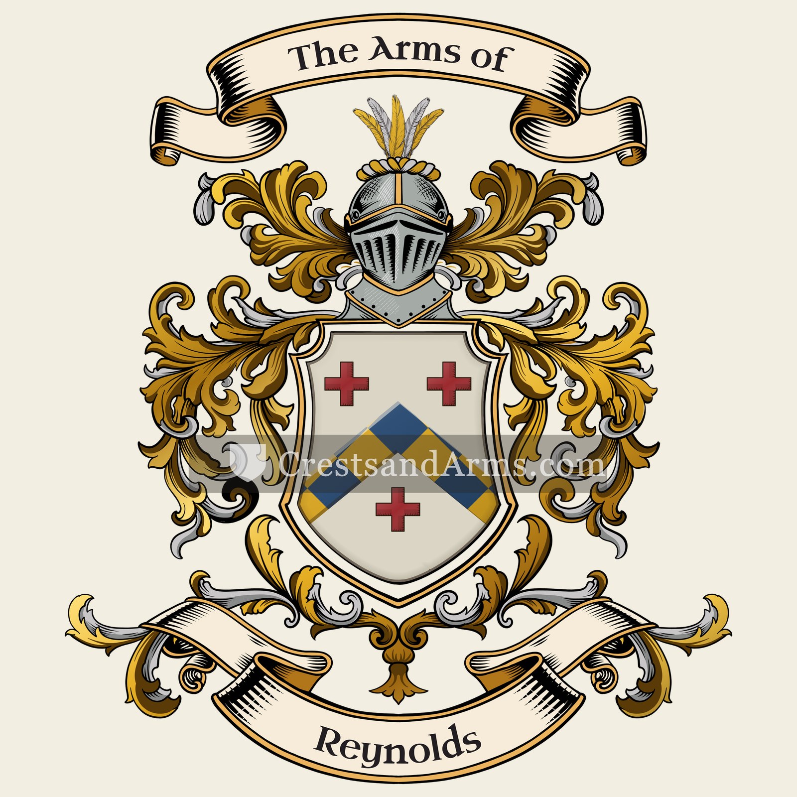 The Reynolds coat of arms, drawn from the recorded blazon