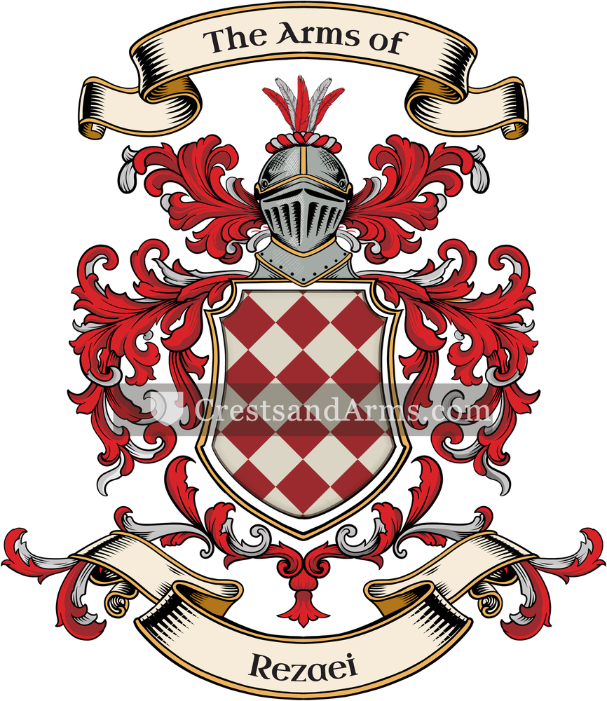 The Rezaei coat of arms, drawn from the recorded blazon