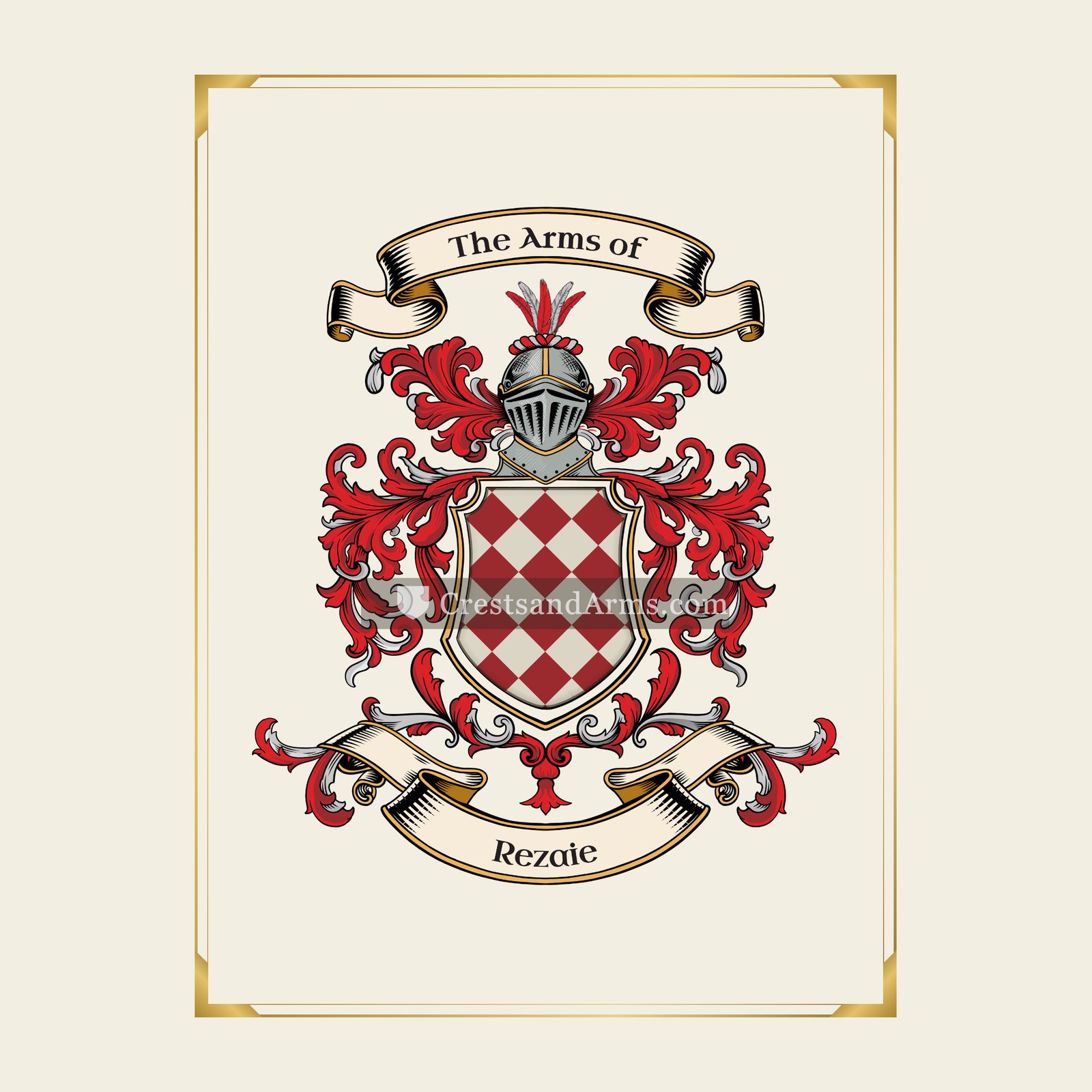 With gold border