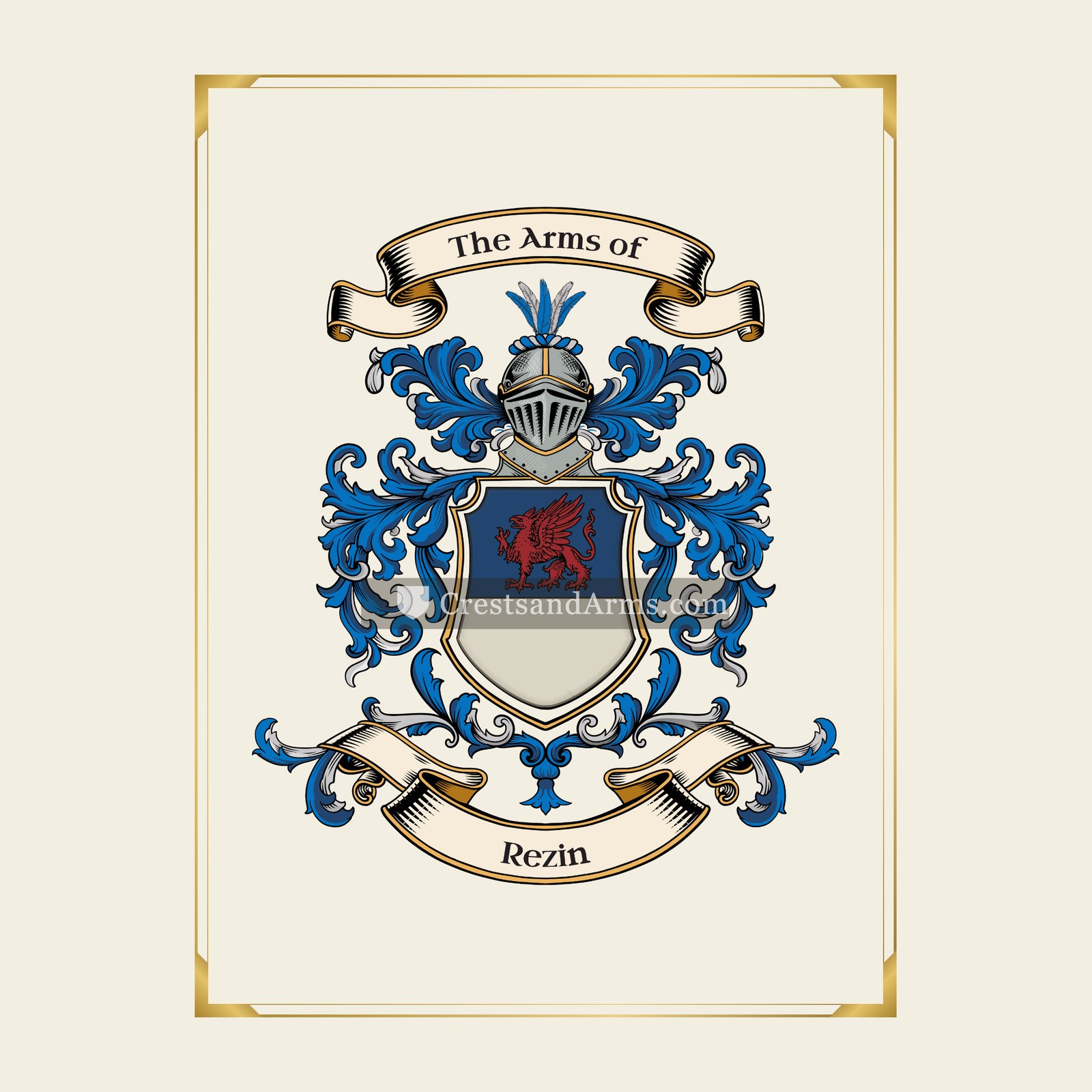 With gold border