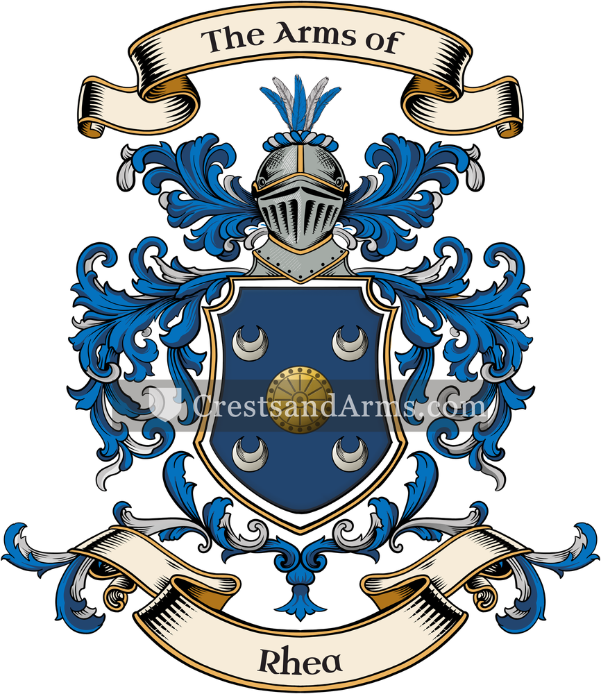 The Rhea coat of arms, drawn from the recorded blazon