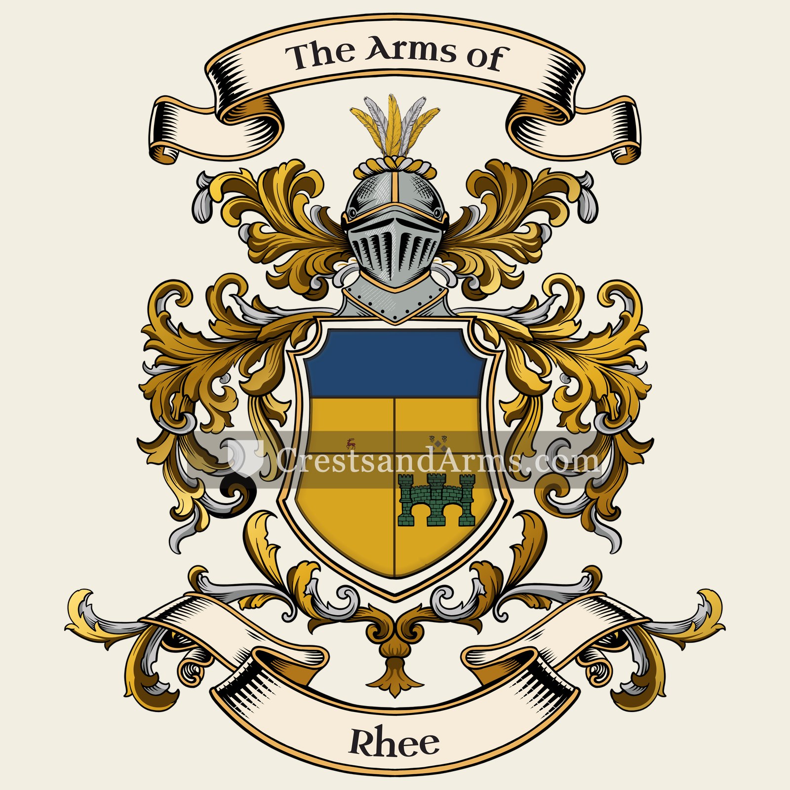 The Rhee coat of arms, drawn from the recorded blazon