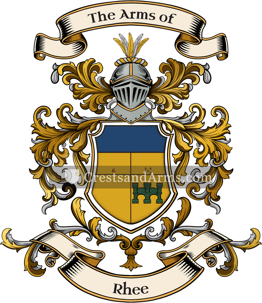 The Rhee coat of arms, drawn from the recorded blazon