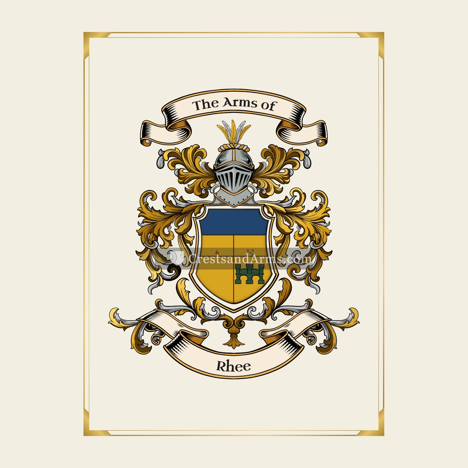 With gold border