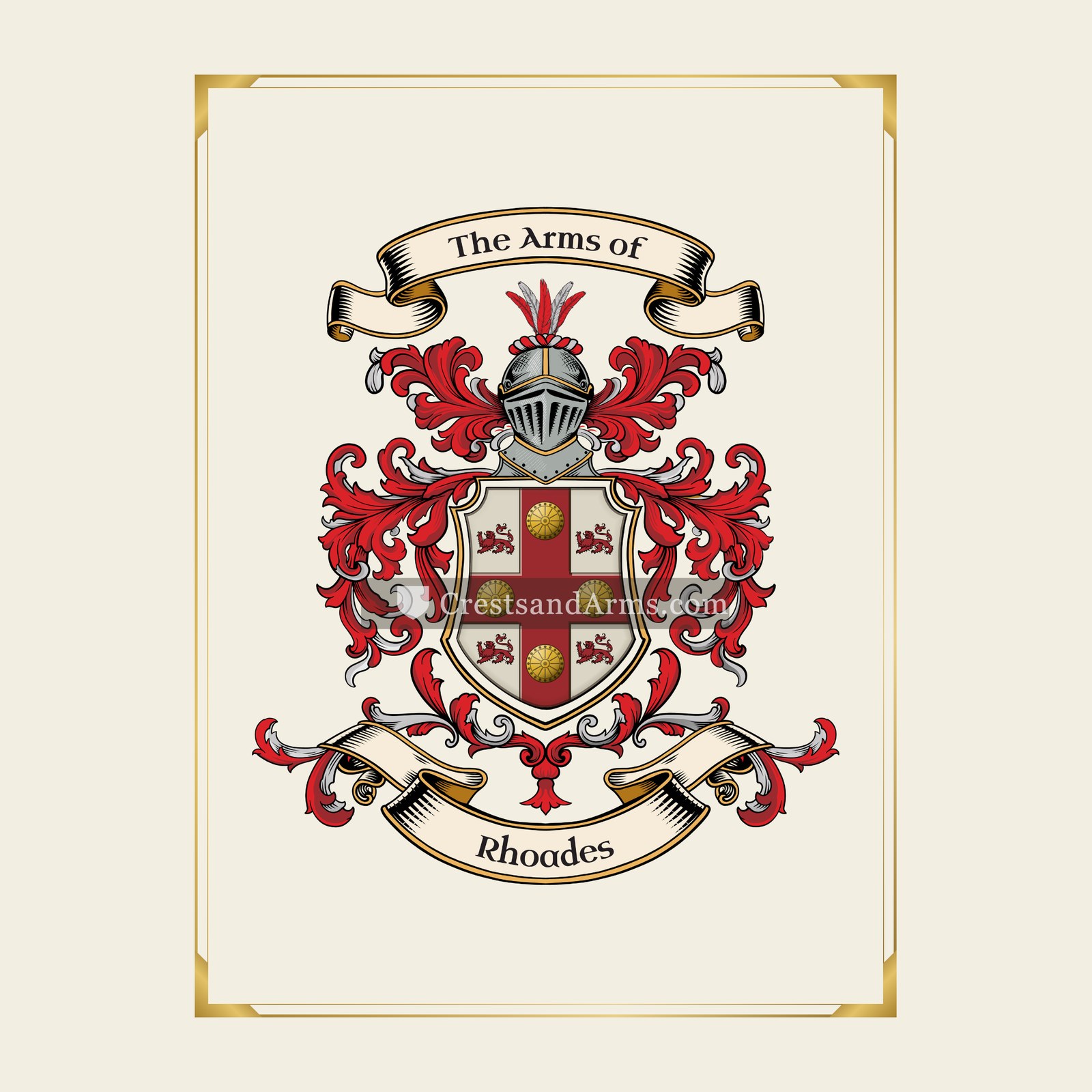 With gold border