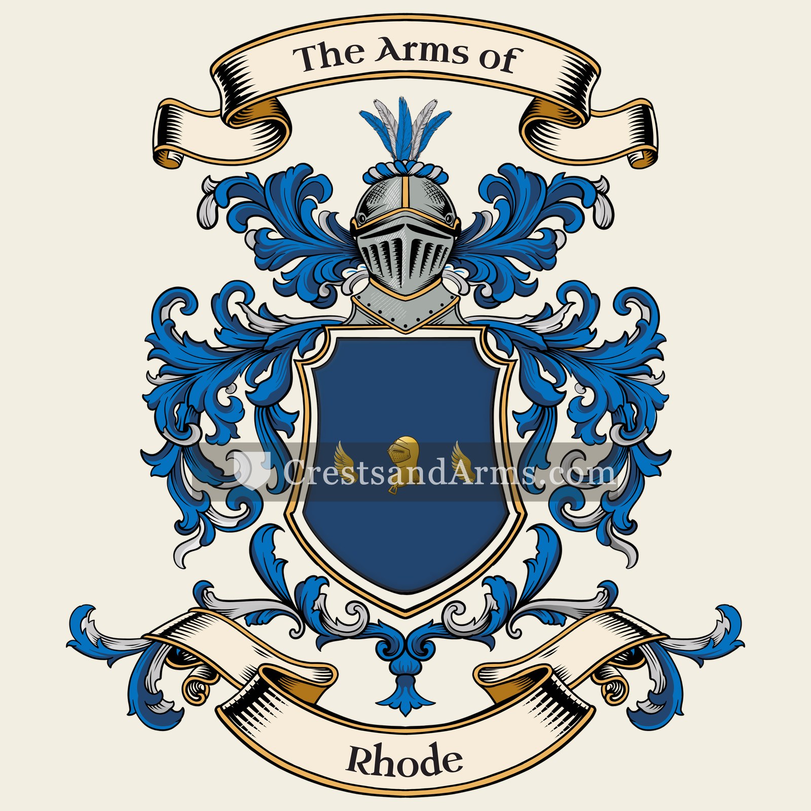 The Rhode coat of arms, drawn from the recorded blazon