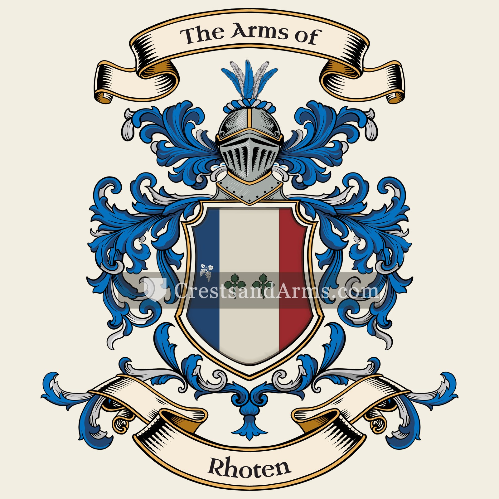 The Rhoten coat of arms, drawn from the recorded blazon