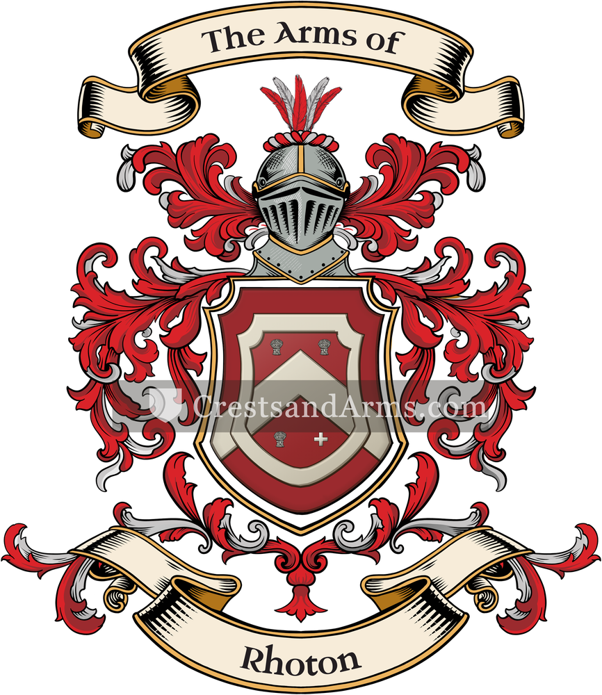 The Rhoton coat of arms, drawn from the recorded blazon
