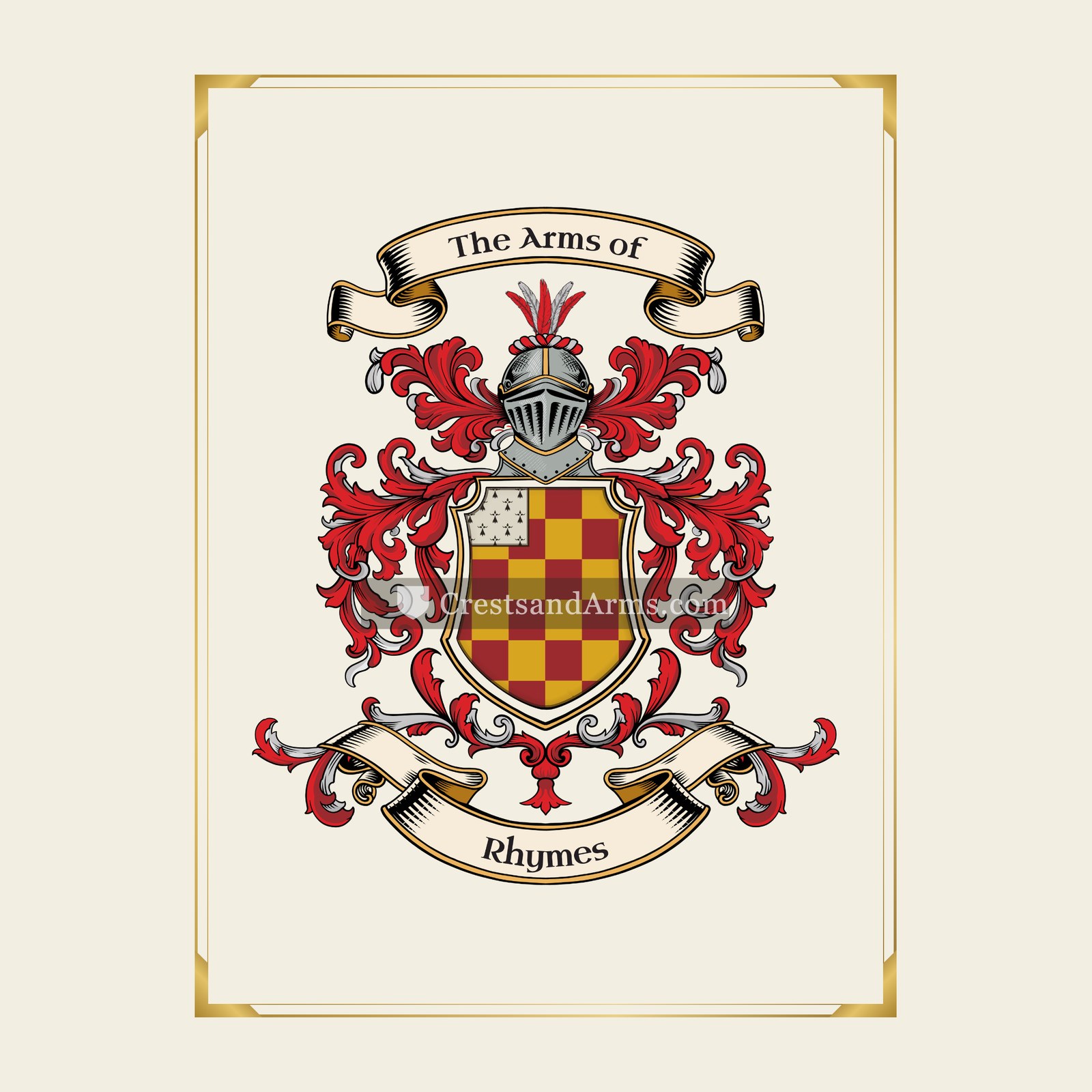 With gold border