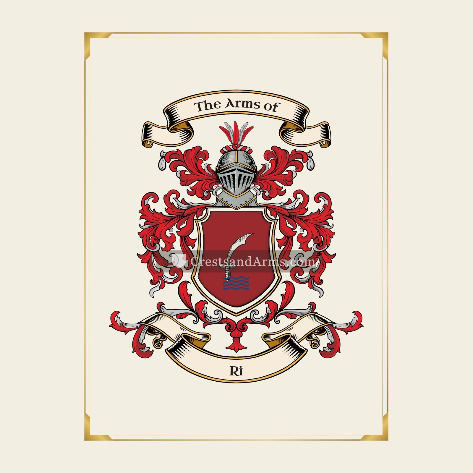 With gold border