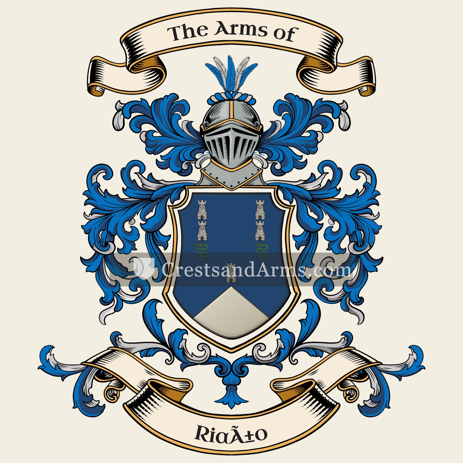 The Riaño coat of arms, drawn from the recorded blazon