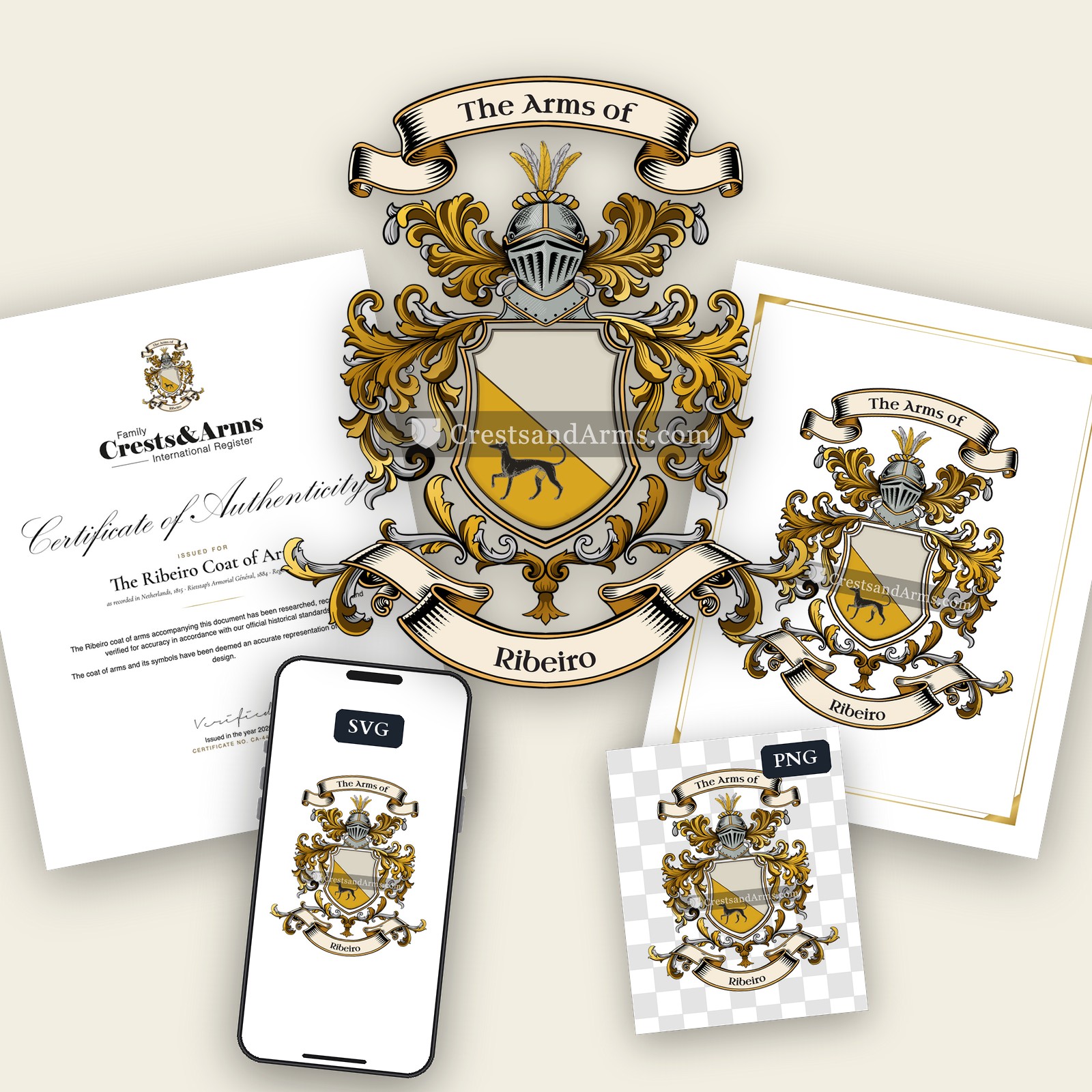 The Ribeiro arms on the coat of arms — digital pack
