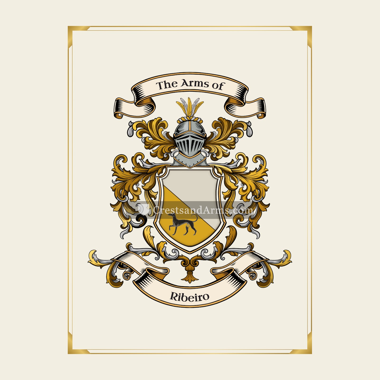 With gold border