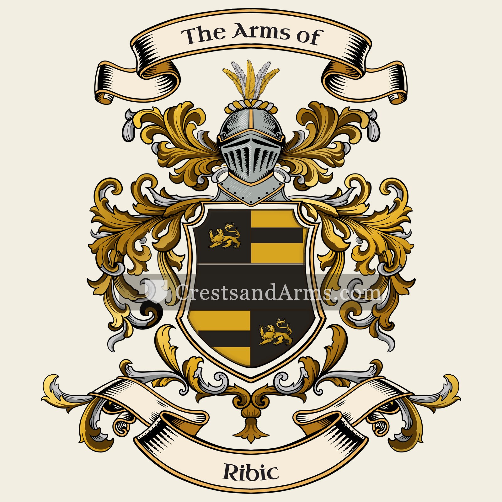 The Ribic coat of arms, drawn from the recorded blazon