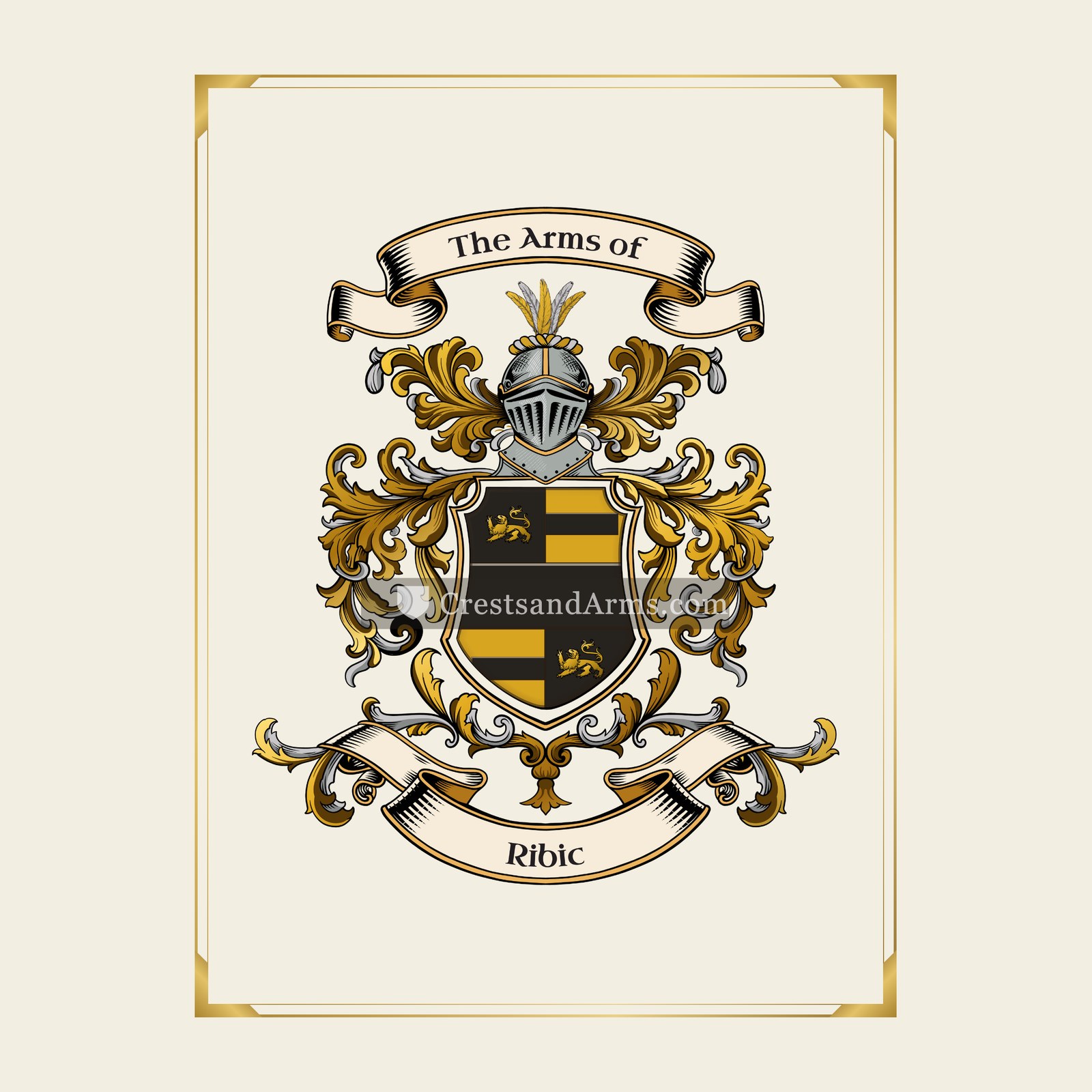 With gold border