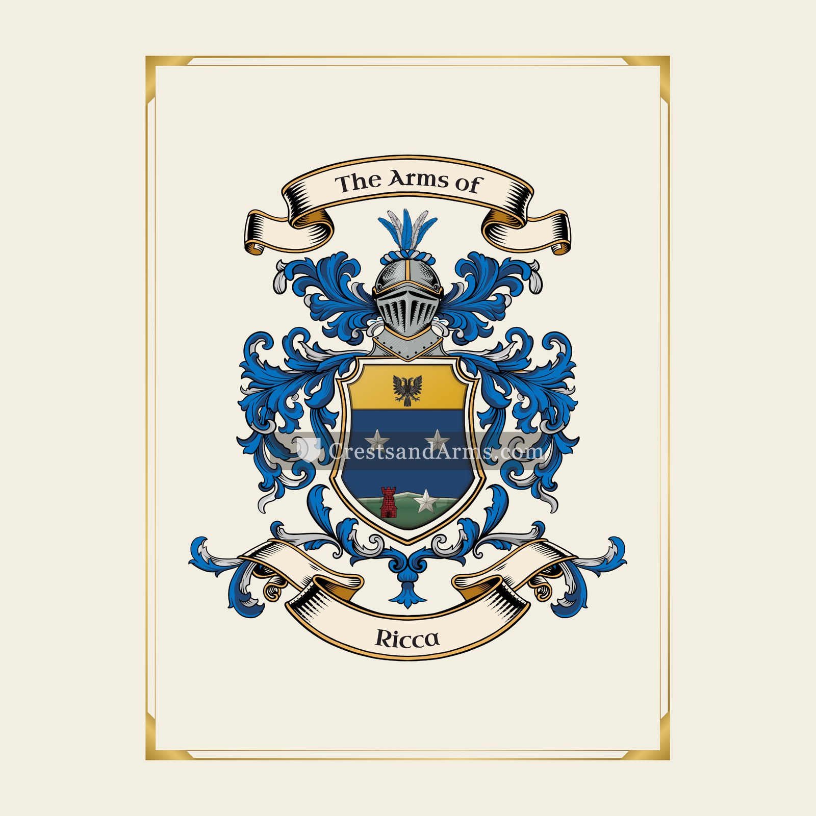 With gold border