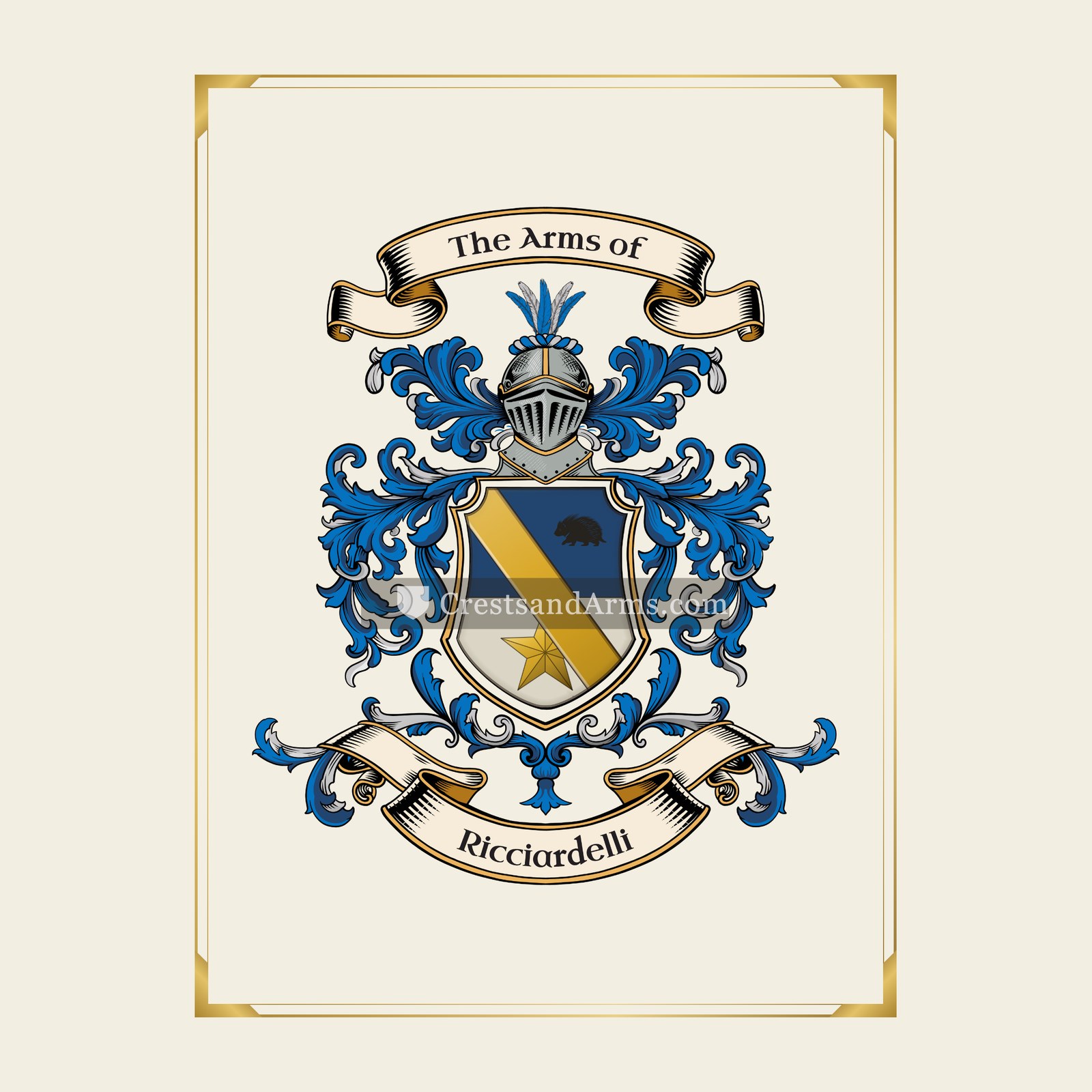 With gold border